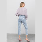 Denim Lab USA women's comfortable travel jeans in light wash with a trendy high-rise fit