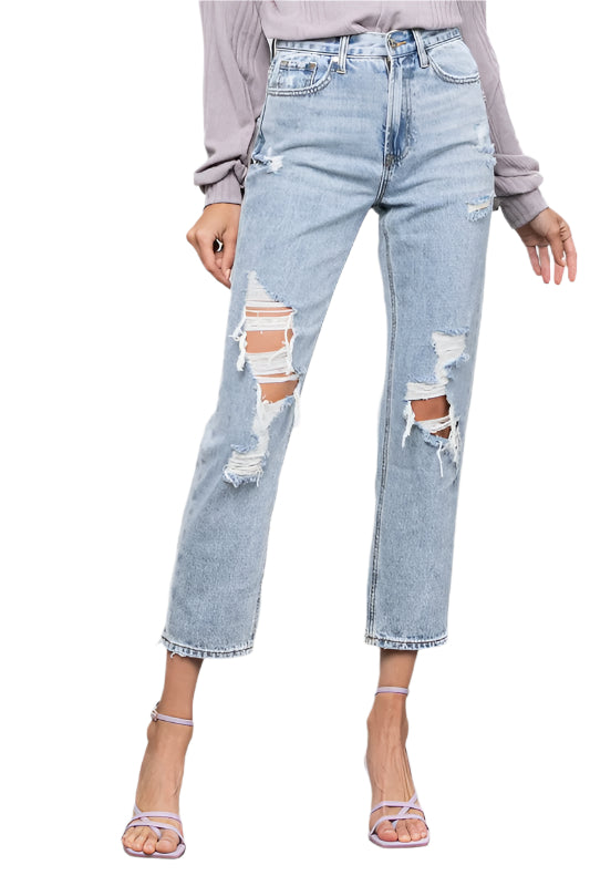Denim Lab USA women's ripped jeans, stylish comfortable travel jeans for casual outings
