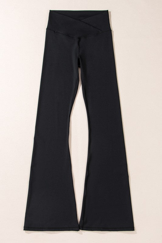 JUNIPER BLVD black comfortable vacation leggings for women with a stylish flared design