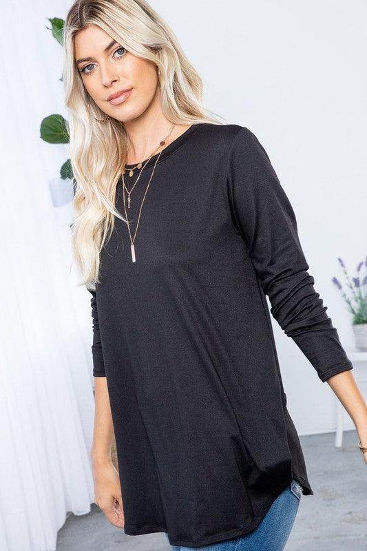 P & ROSE COLLECTION Women's Black Long Sleeve Shirt, a stylish choice among comfortable vacation tops