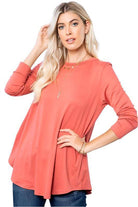 P & ROSE COLLECTION Women's Coral Long Sleeve Shirt, ideal comfortable vacation tops for relaxed style