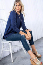 P & ROSE COLLECTION Navy Women's Shirt, a perfect choice for comfortable vacation tops.