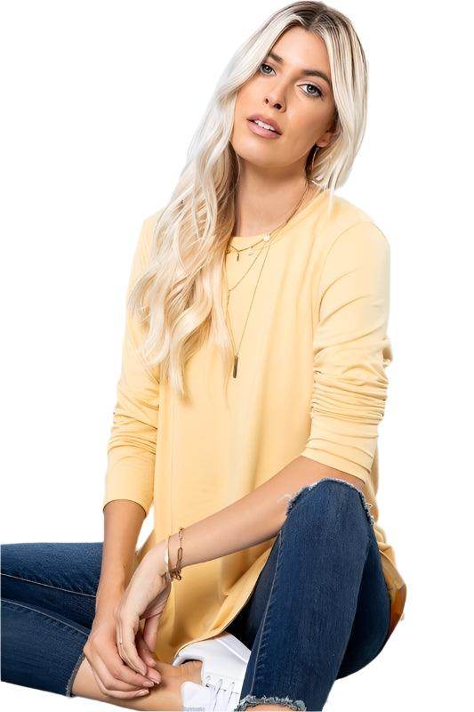 P & ROSE COLLECTION Women's Yellow Long Sleeve Shirt, a stylish option among comfortable vacation tops