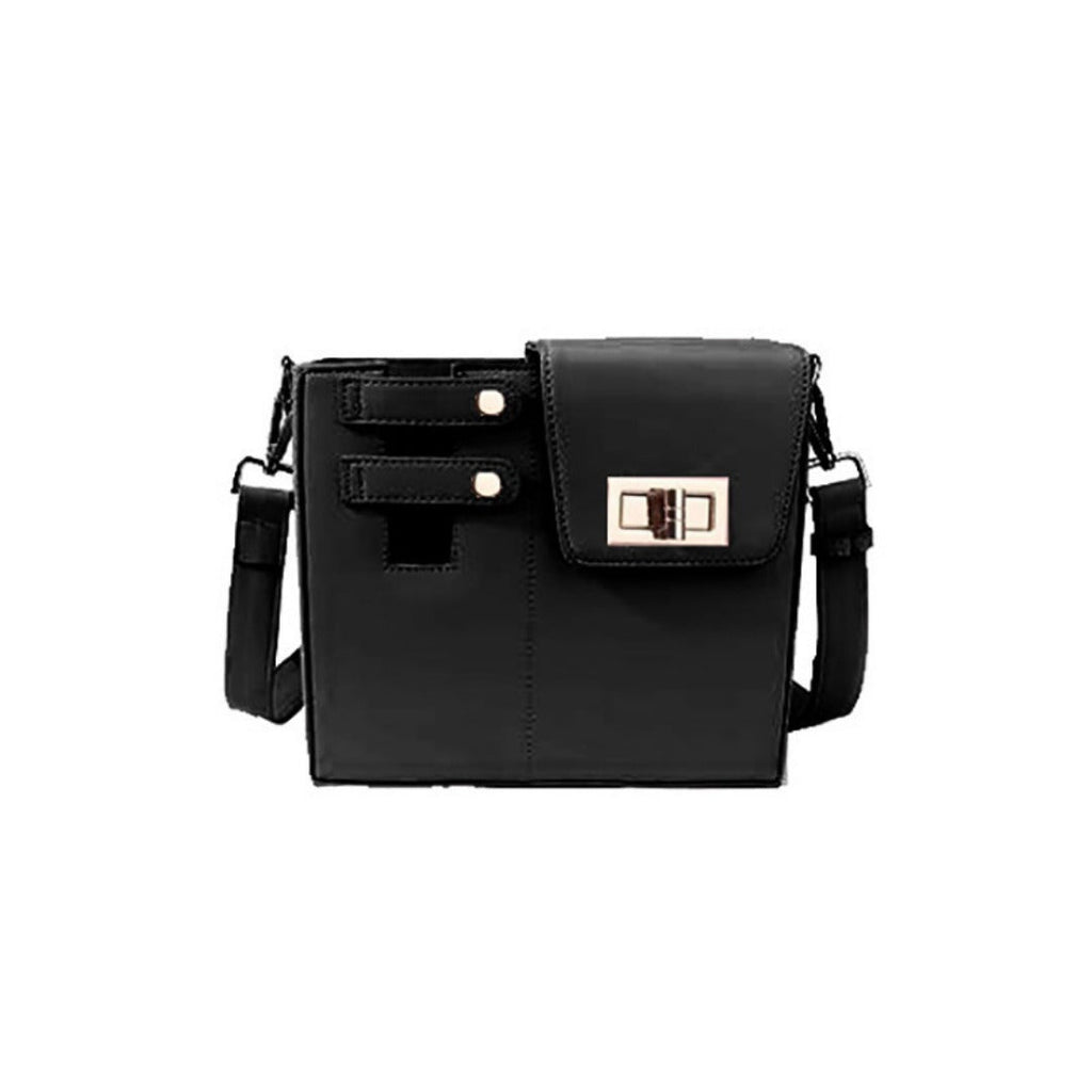 Stylish SHOMICOBOUTIQUE commuter crossbody bag with water bottle holder in black for everyday use