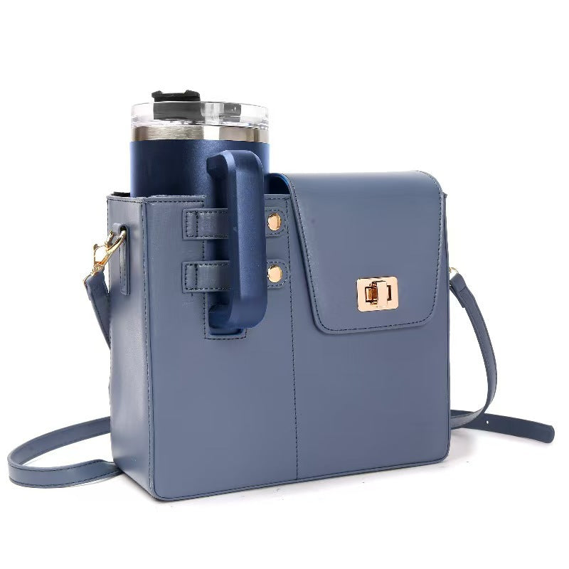Stylish SHOMICOBOUTIQUE commuter crossbody bag with water bottle holder in blue color