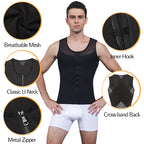 Men's black compression shirt with breathable mesh and zipper