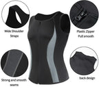 Men's black compression shirt with wide shoulder straps and smooth zipper