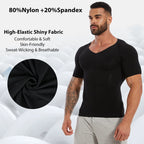 Men's black compression shirt, lightweight nylon and spandex, for active wear