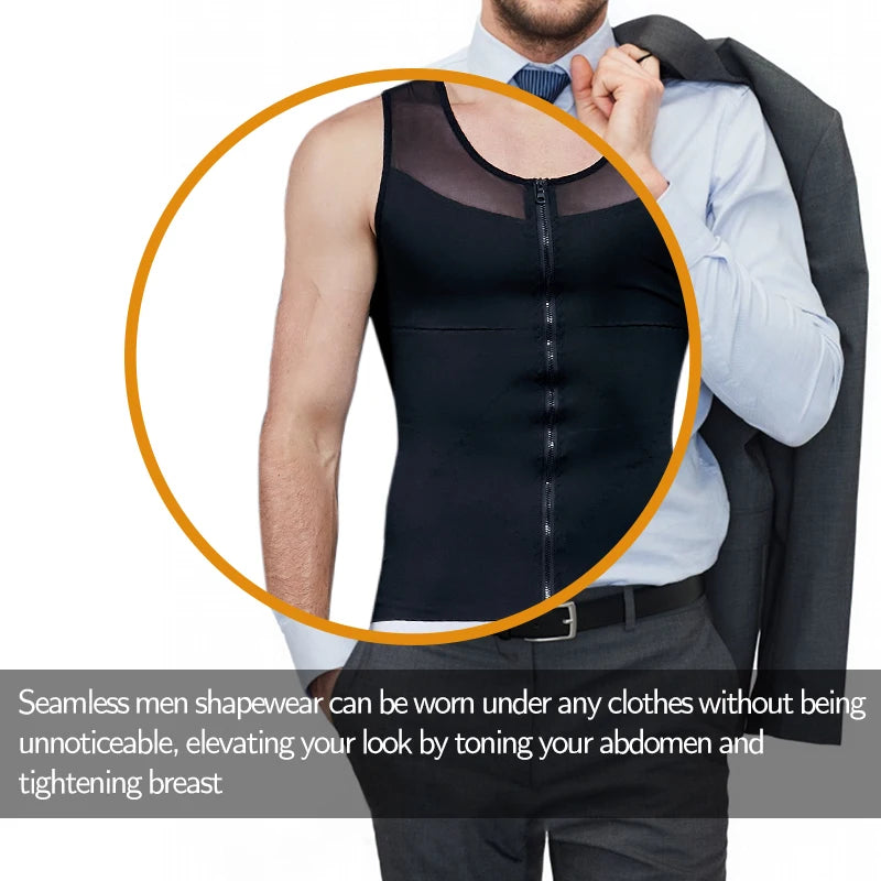 Men's black compression a shirt, seamless material for effective shapewear