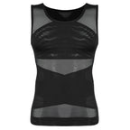 Men's black compression shirt, moisture-wicking for workout comfort