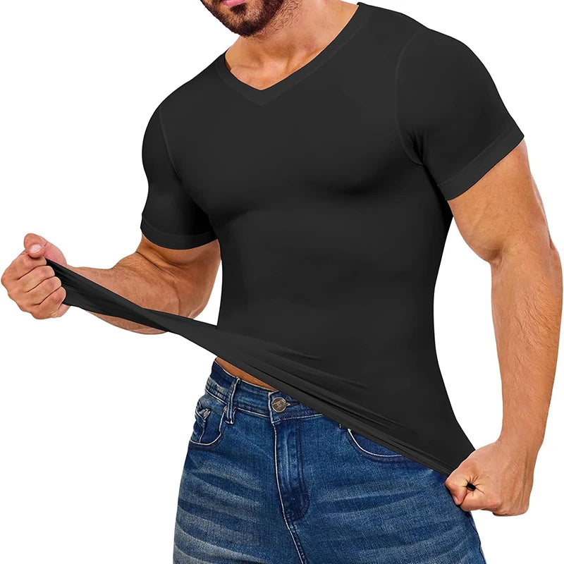Men's black compression a shirt for enhanced athletic support