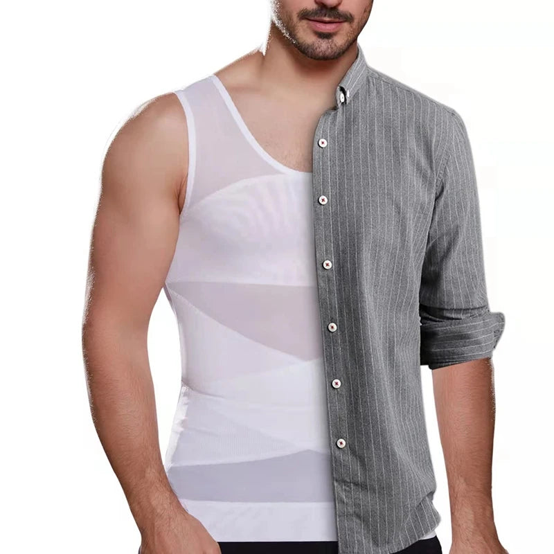 Men's VacationGrabs compression a shirt in white, ideal for layering