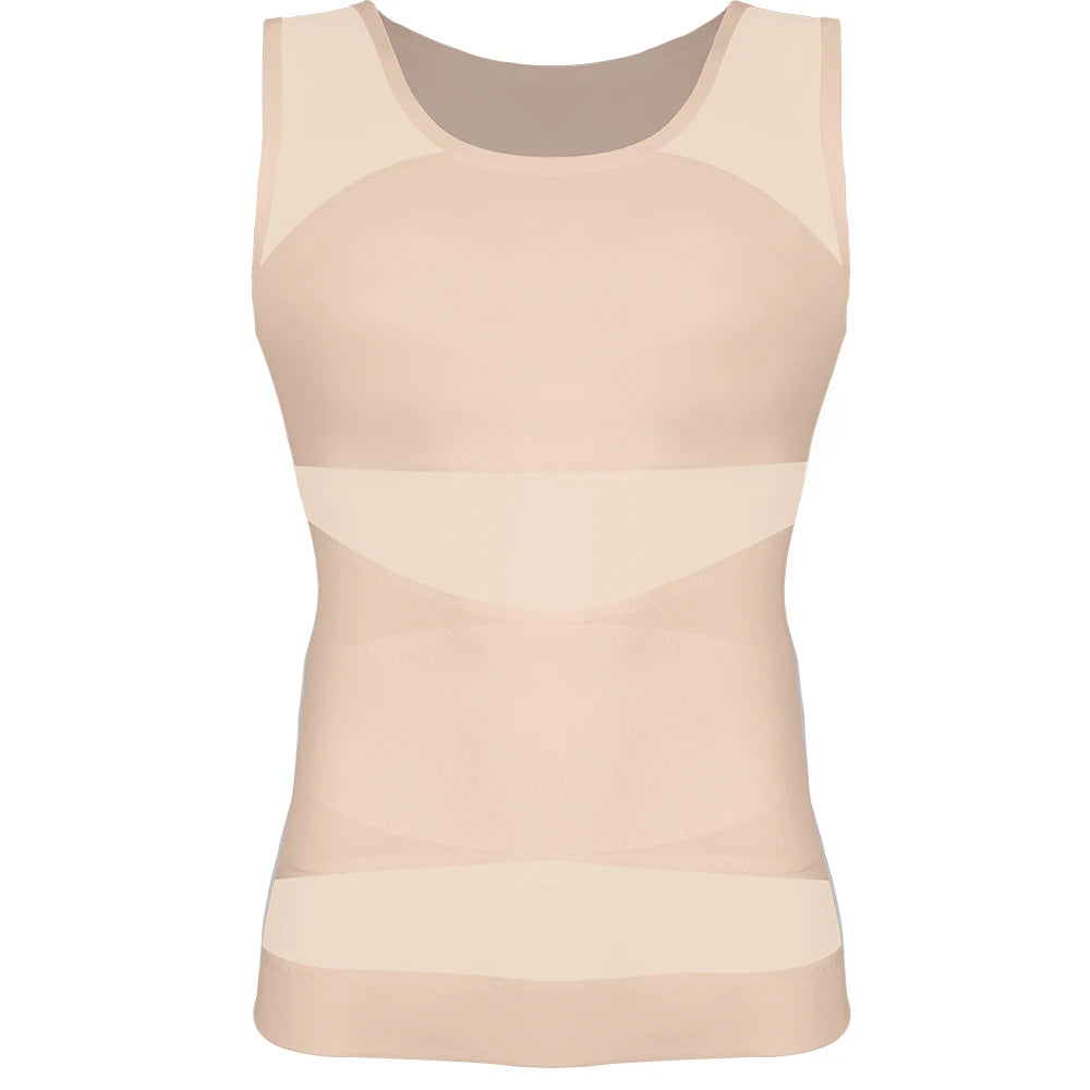 Men's beige compression shirt for enhanced support and comfort