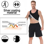 Black compression a shirt for workouts, features silver coating material