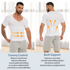 Men's white compression shirt for abdominal support and shaping