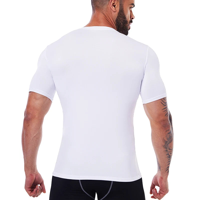 Men's white compression shirt for active use and workouts