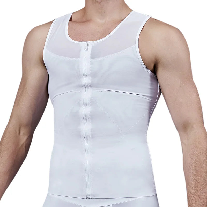 Men's white compression shirt, stretchy fabric for performance and comfort