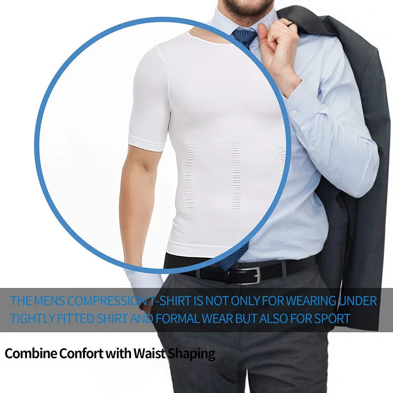 Men's white compression shirt for under formal wear and sports