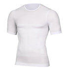 Men's white compression shirt for athletic performance and support