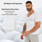 Men's compression shirt, white, nylon and spandex, for athletic support