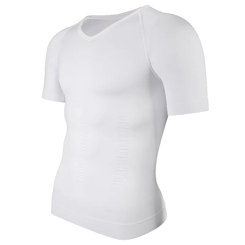 Men's white compression shirt for athletic performance and comfort