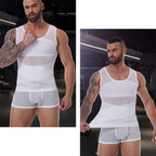 Men's white compression a shirt, lightweight fabric, for fitness training
