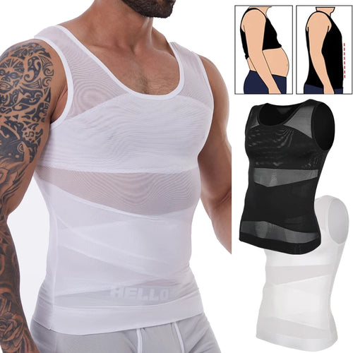 Men's compression a shirt in white, breathable material for everyday wear