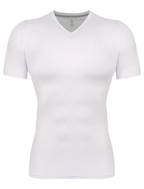 Men's white compression shirt, moisture-wicking fabric for active wear