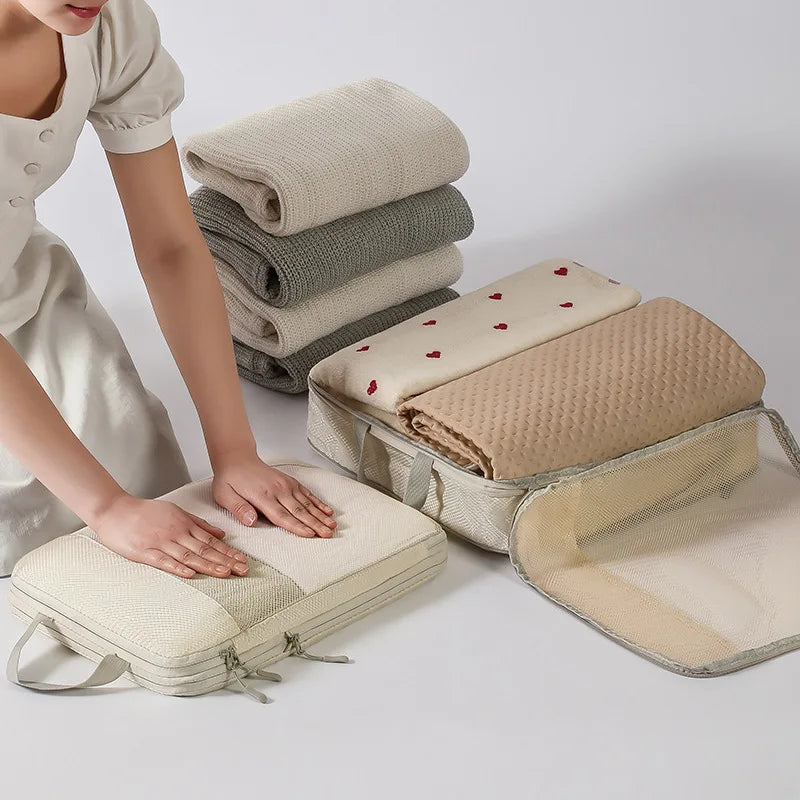VacationGrabs compression packing cubes for travel, fabric storage solution