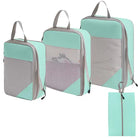 Mint green compression packing cubes for travel, durable and lightweight