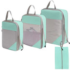 Mint green compression packing cubes for travel, durable and lightweight