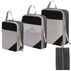 Black compression packing cubes for travel, durable material, set of three