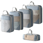 Travel packing cubes in blue, durable fabric for efficient packing