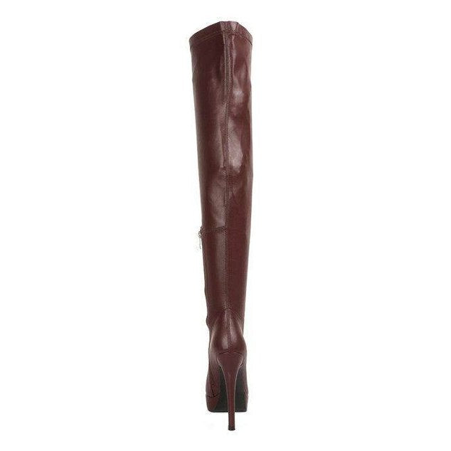 Confetti Stretch Pu High Heeled Long Boots - VacationGrabs