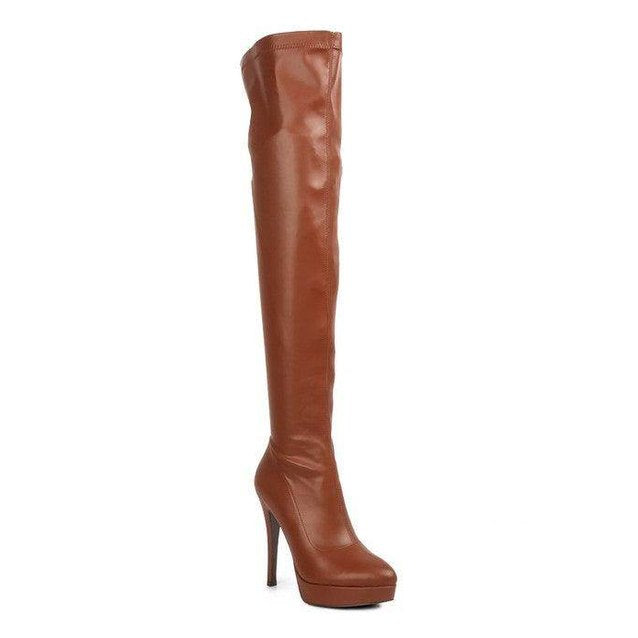 Confetti Stretch Pu High Heeled Long Boots - VacationGrabs