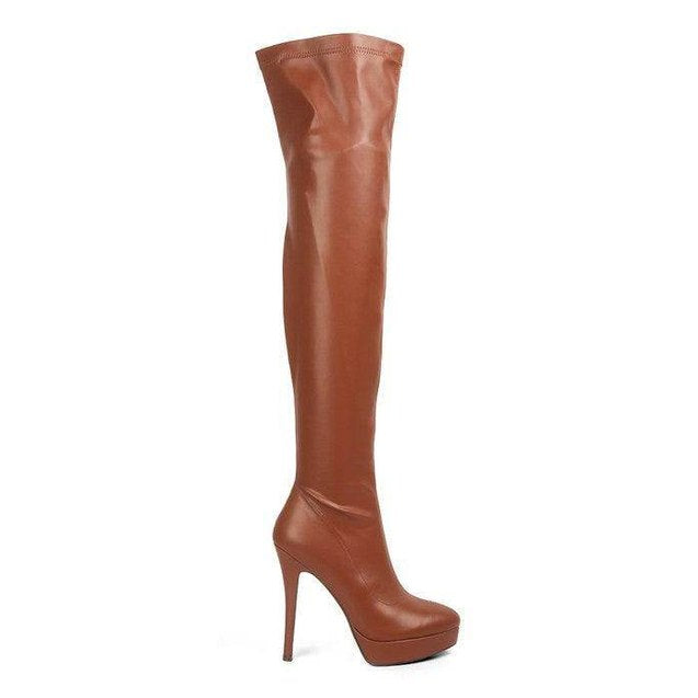 Confetti Stretch Pu High Heeled Long Boots - VacationGrabs