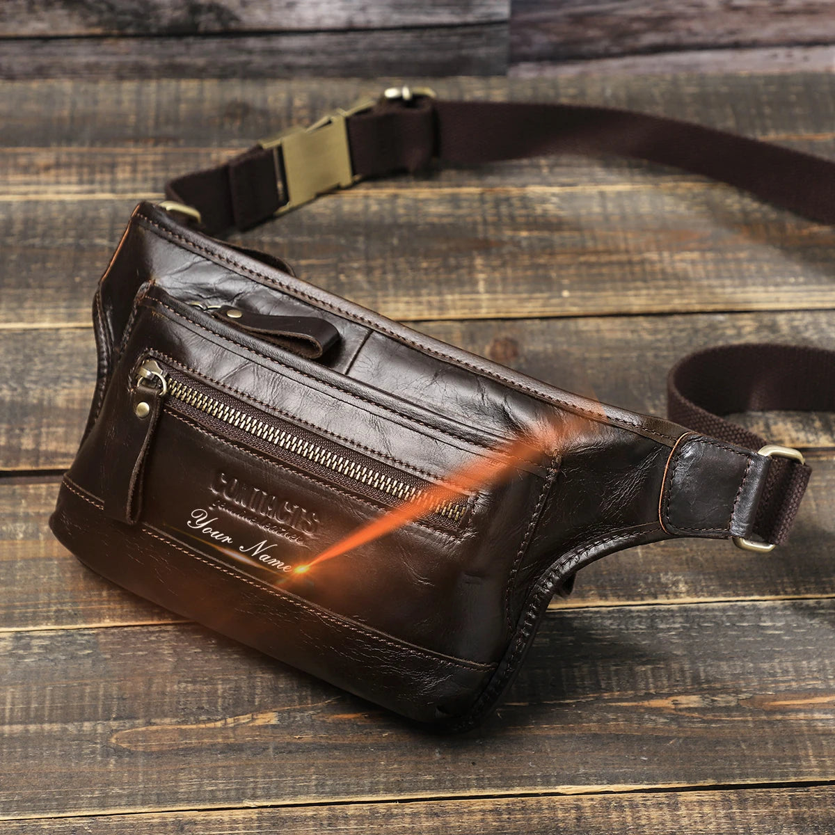 women's leather waist bag in brown, perfect for casual outings
