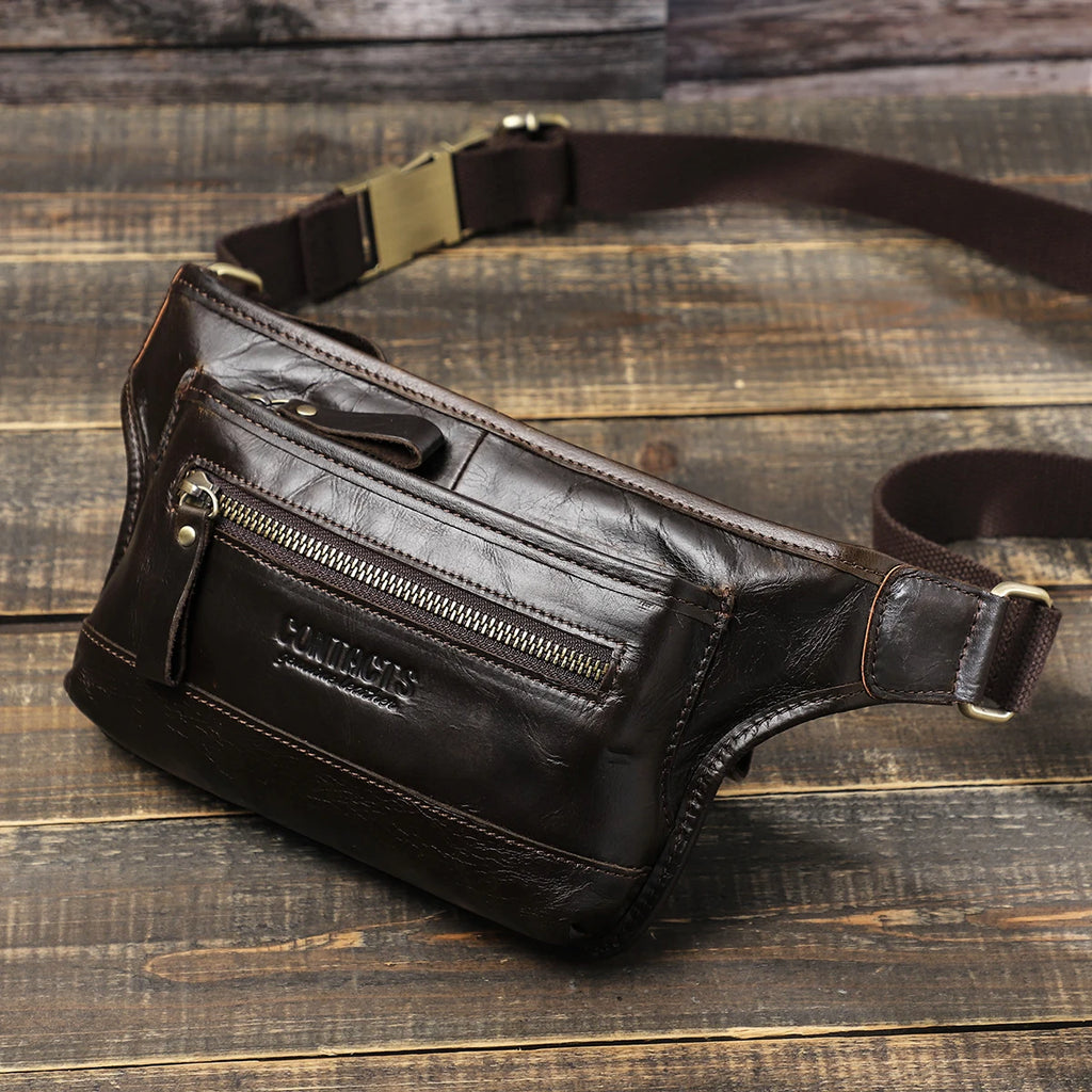 women's leather waist bag in brown, perfect for everyday use
