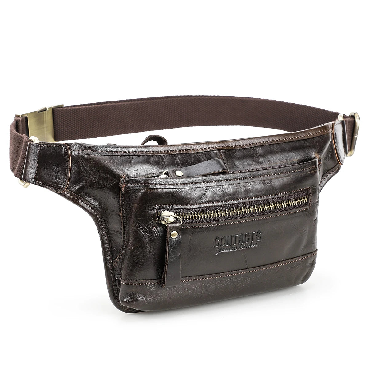 Brown women's leather waist bag for stylish hands-free travel