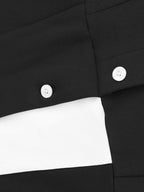Black/White Fashionable Button-Down Wide Leg Jumpsuit