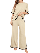 Women's Outfits & Sets Contrast High-Low Sweater and Knit Pants Set