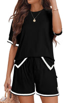Women's Outfits & Sets Contrast Trim Half Sleeve Top and Shorts Set