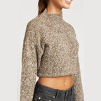 Contrasted Turtle Neck Crop Top - VacationGrabs