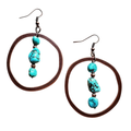 Copper Hoop Earrings w/ Blue Turquoise and Copper