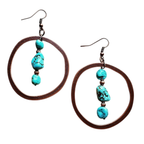Copper Hoop Earrings w/ Blue Turquoise and Copper