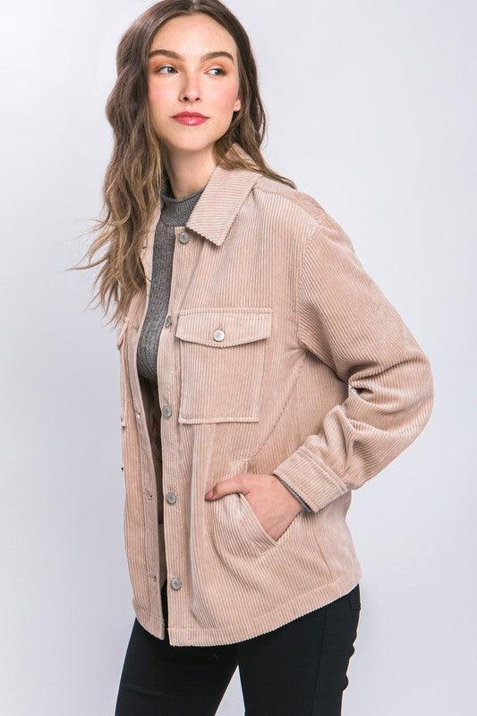 Women's Coats & Jackets Corduroy Button Down Jacket With Pockets