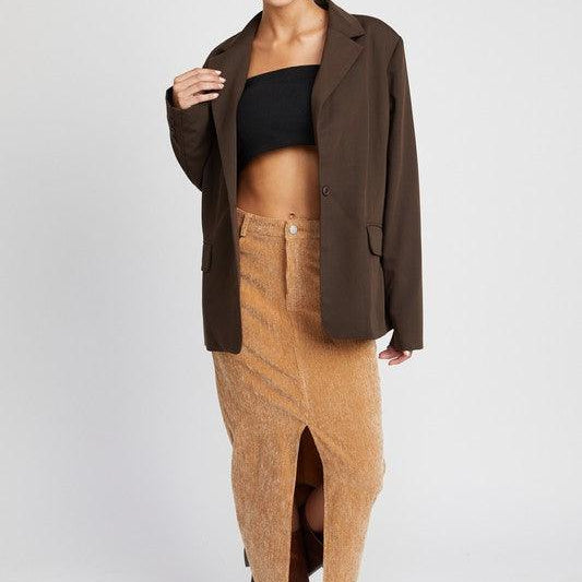 Women's Skirts Corduroy Mid Skirt With Front Slit