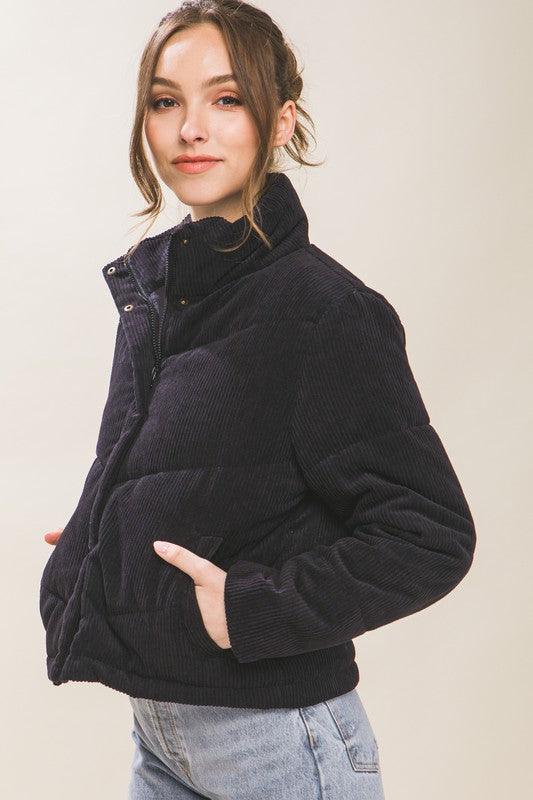 Women's Coats & Jackets Corduroy Puffer Jacket With Toggle Detail