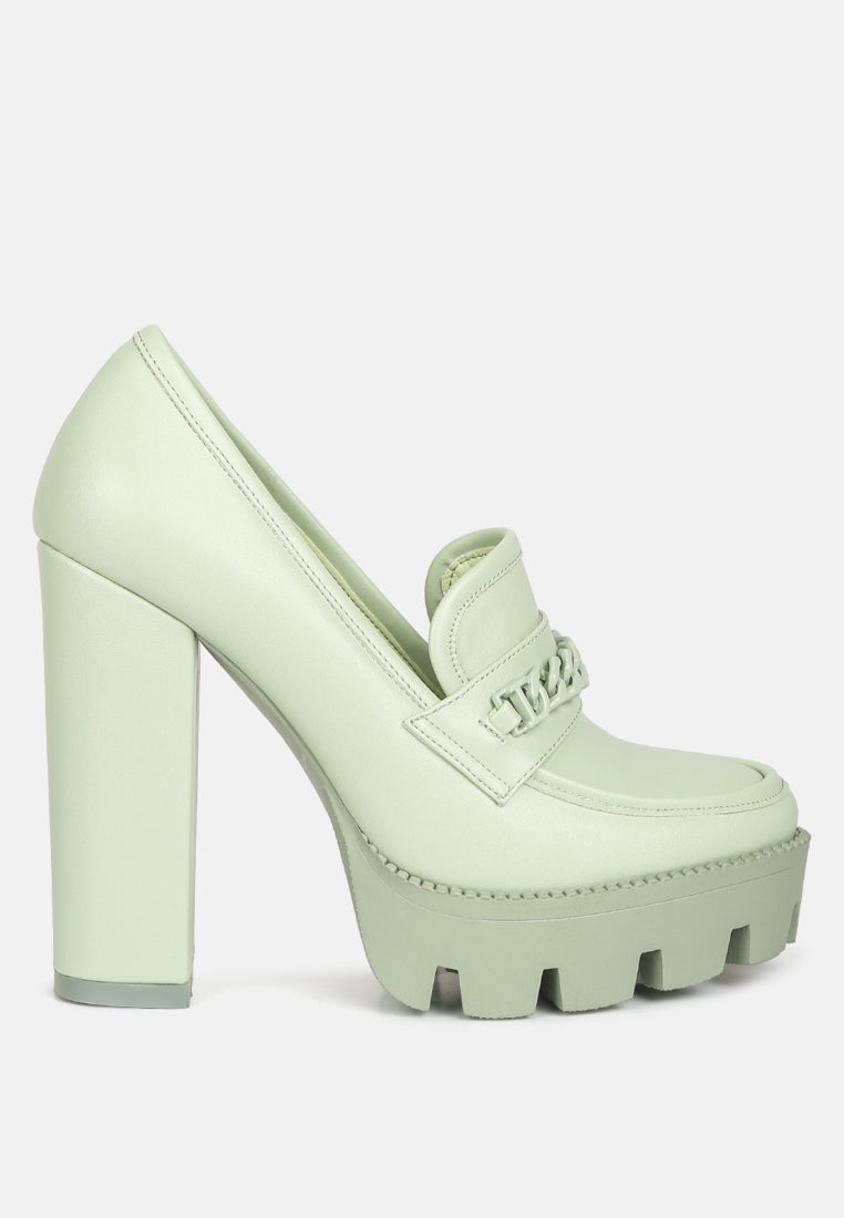 Corinne Chain Embellished Chunky Loafers