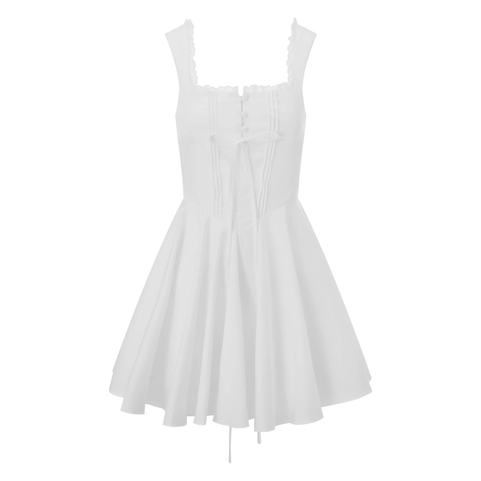 White corset dress, lightweight fabric, perfect for summer outings